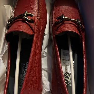 Salvatore Ferragamo Burgundy Leather Driver